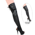 0975L TH Black Leather Platform Boot 6" inch Heel,