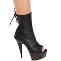 0975 Platform 6" heel Black Leather Ankle Boot Open Toe