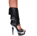 3268 Black Fringe Leather Ankle Boot 6" Heel