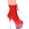 3160 Red Glitter Ankle Boot 7" inch Heel