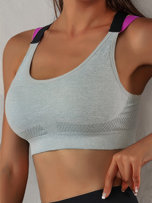 Comfortable and Supportive Seamless Mesh Cross Back Sport Bra for Yoga, Running, and Fitness - Breathable & Moisture-Wicking - For Women - Ideal for High-Impact Activities - Great Gift for Fitness Enthusiasts