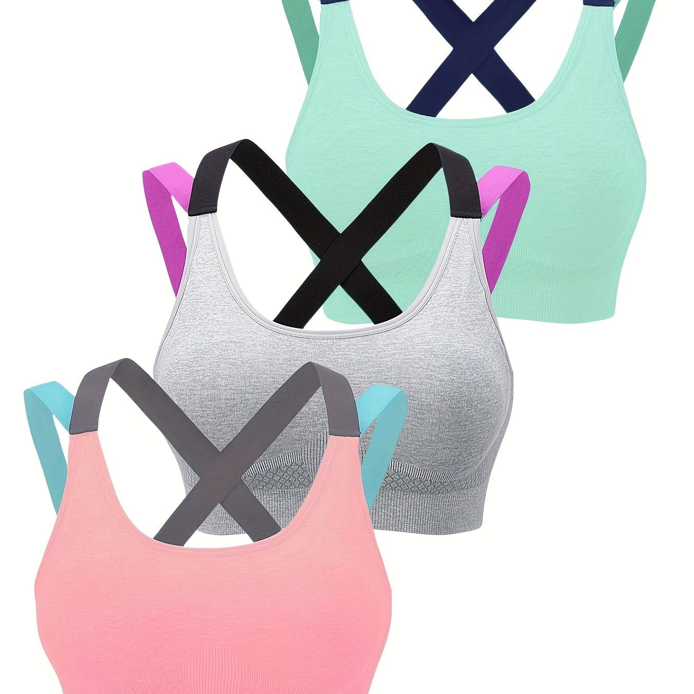 Comfortable and Supportive Seamless Mesh Cross Back Sport Bra for Yoga, Running, and Fitness - Breathable & Moisture-Wicking - For Women - Ideal for High-Impact Activities - Great Gift for Fitness Enthusiasts