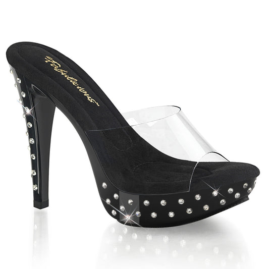 Cocktail-501 Rhinestone Platform Heels  clear platform heels adorned with rhinestones, designed for women’s special occasions and glamorous events.