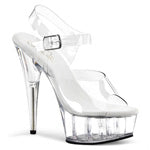 Delight-608 Clear Heels – 6-inch transparent platform heels with ankle strap, designed for women seeking elegance, height, and confidence.

