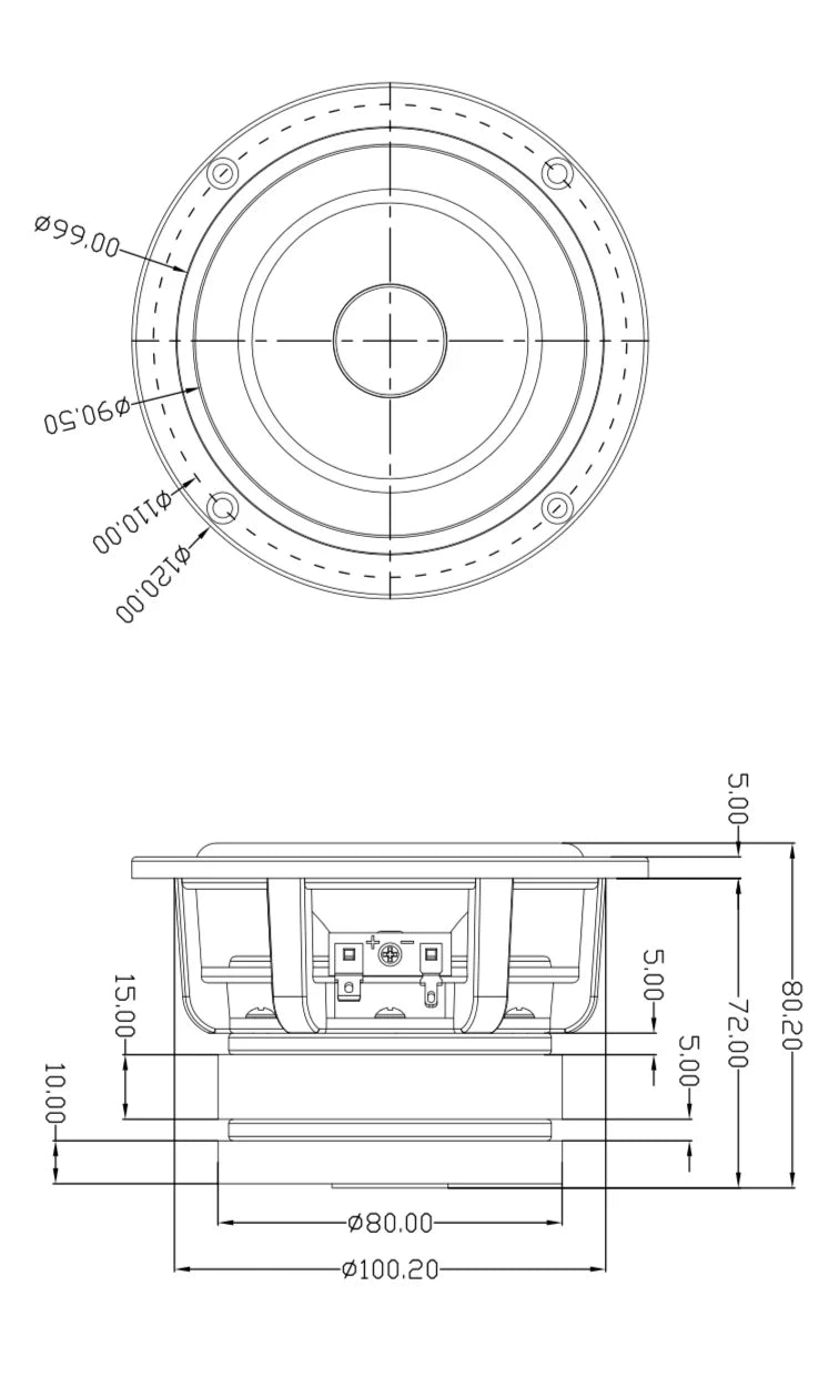 1 Pieces Original Japan AKISUI 4'' Full Frequency Speaker Driver Mixed Coating Paper Cone Dual Magnets Deep Bass 4/8ohm 60W