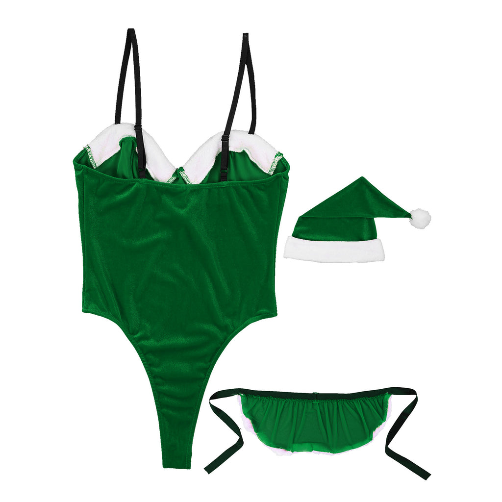 Womens Christmas Costumes Mrs Santa Claus Costumes Sexy Lingerie Set Teddy Babydoll Bodysuit Xmas Hot Erotic Underwear