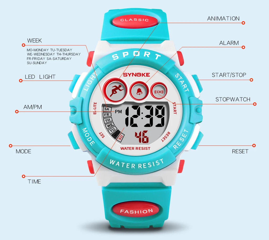 Waterproof Sport Children Watch LED Digital Kids Watches Luxury Electronic Watch for Kids Children Boys Girls Gifts