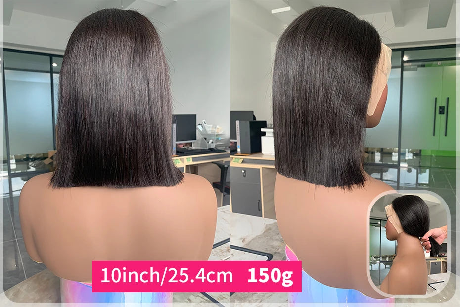 5x5 13x4 13x6 Bone Straight Bob Short Wigs Half Lace Front Wig Human Hair Vietnamese Raw Human Hair Lace Frontal Wig 250 Density