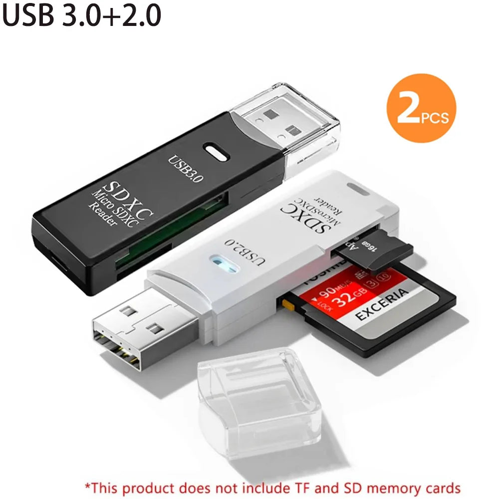 2-in-1 Multi Functional  USB 3.0 Card ReaderMicro SD TFMemoryCardReaderUSBFlashDrive CardreaderAdapter For PCLaptops Accessories