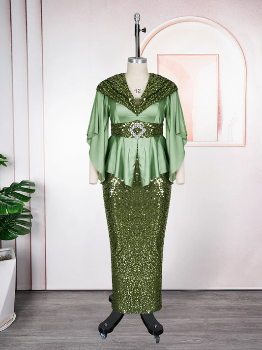 Plus Size Evening Dresses for Women African Luxury Gown Elegant Turkey Muslim Wedding Party Long Dress Ankara Sequin Robe 2026