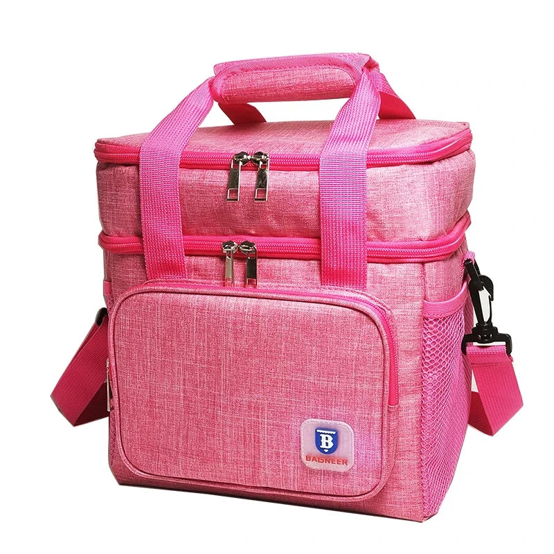 Camping Thermal Lunch Bags Double Layer Insulated Picnic Food Drink Beverage Ice Cooler Bag School Outdoor Travel Storage Bags