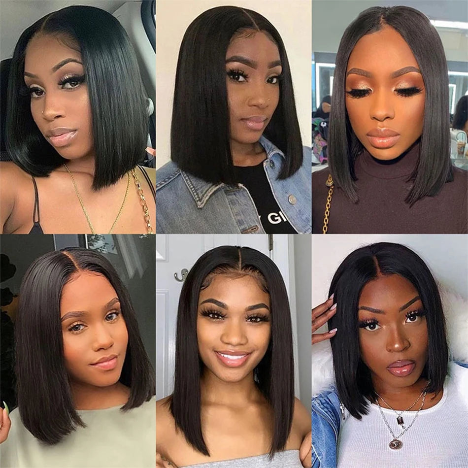 Bone Straight Bob Wig Lace Front Human Hair Wigs Pre Plucked HD Transparent Lace Frontal Wig 13x4 Frontal Wigs Isee Hair 180%