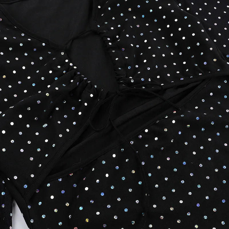 2024 Club Bodycon Clothes Hollow Out Sexy Corset Mini Dress Sexy Dresses For Women Sequined Bodycon Slim Streetwear Party Dress