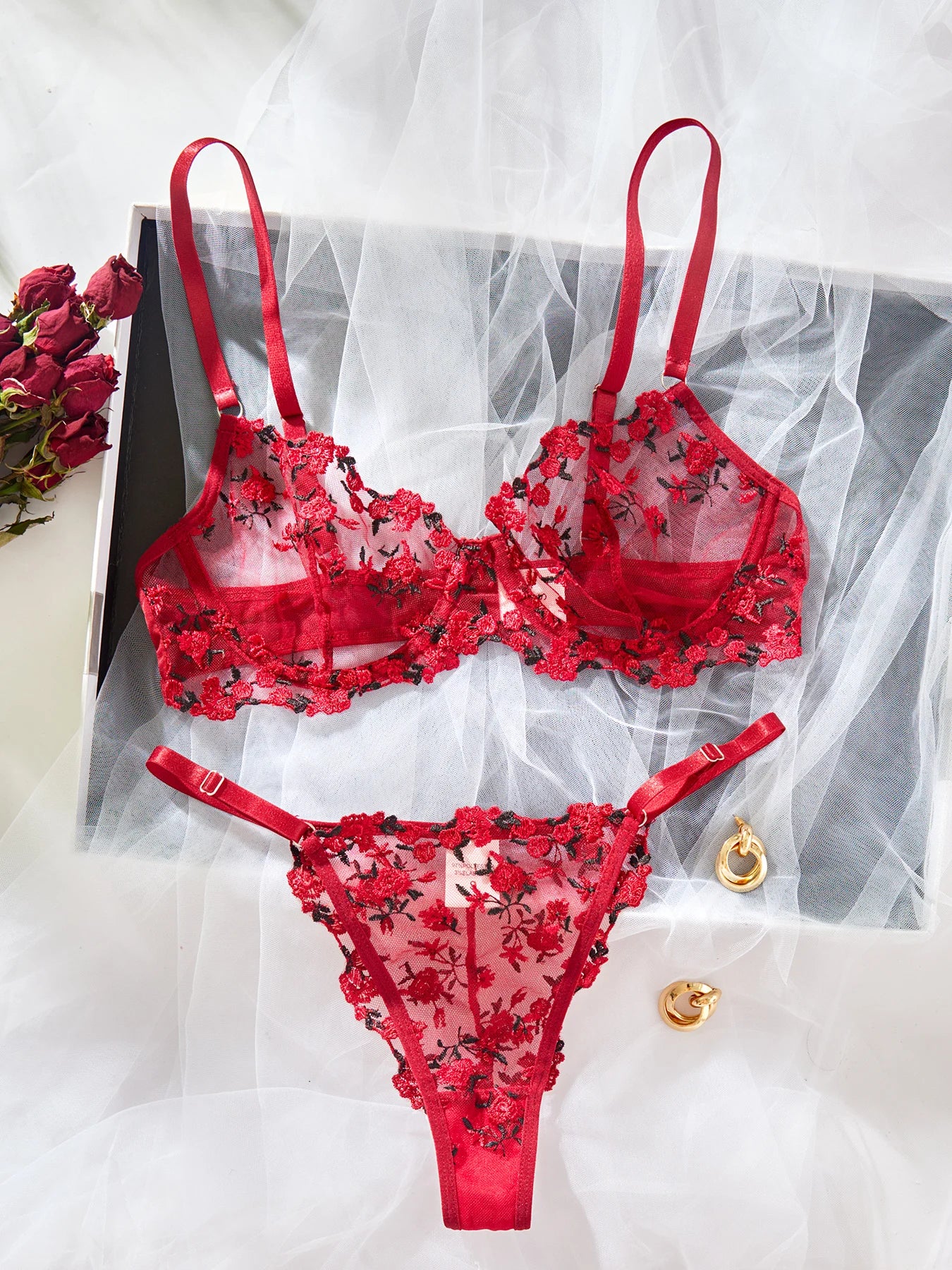 Sexy Sheer Lingerie Set Embroidery Transperant Pornostar Lenceria Sensual Mujer Seducive Conjunto Ropa Interior Set Intimo Lace