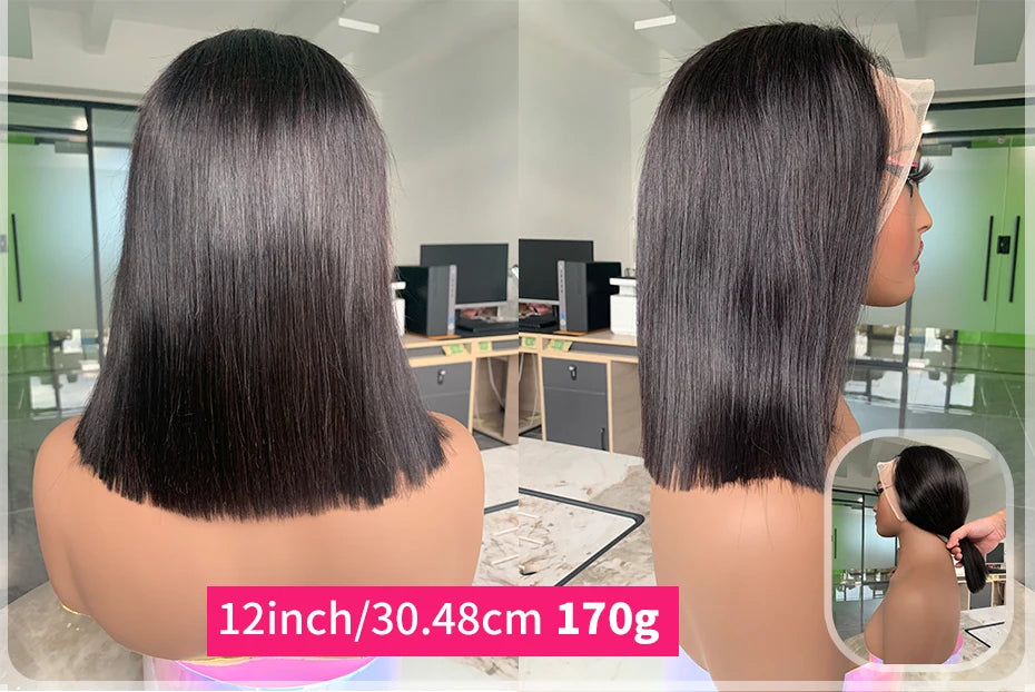 5x5 13x4 13x6 Bone Straight Bob Short Wigs Half Lace Front Wig Human Hair Vietnamese Raw Human Hair Lace Frontal Wig 250 Density