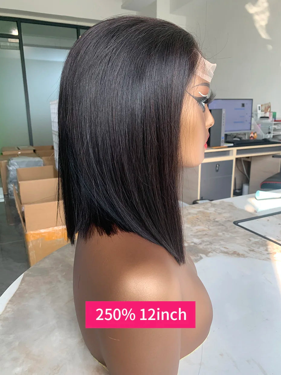 100 Raw Vietnamese Bone Straight 5x5 13x4 13x6 Glueless Wig Human Hair Ready to Wear Transparent Double Drawn Bob Wig Human Hair