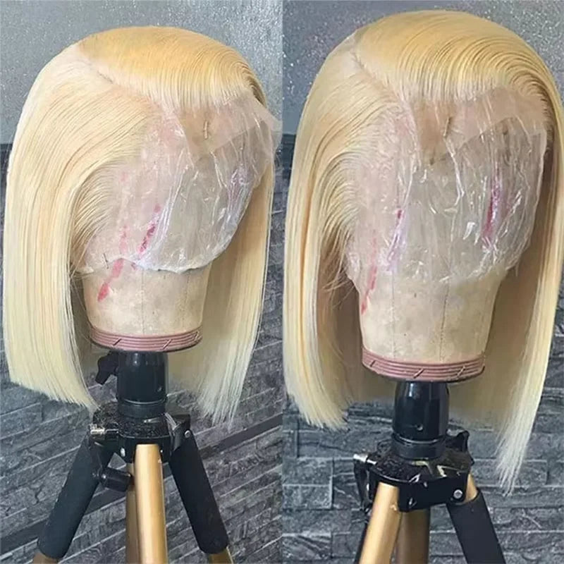 13x4 Blonde Bob Wig Lace Front Human Hair Wigs 613 Bone Straight HD Lace Frontal Wig 200% Honey Blonde Human Hair Short Bob Wigs