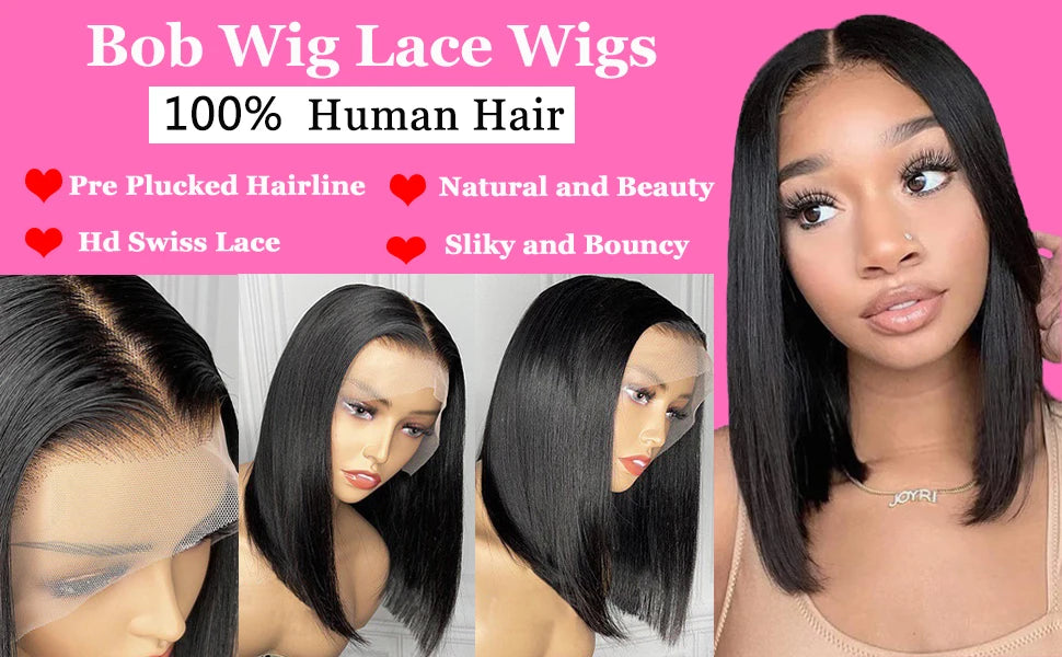 Bone Straight Bob Wig Lace Front Human Hair Wigs Pre Plucked HD Transparent Lace Frontal Wig 13x4 Frontal Wigs Isee Hair 180%