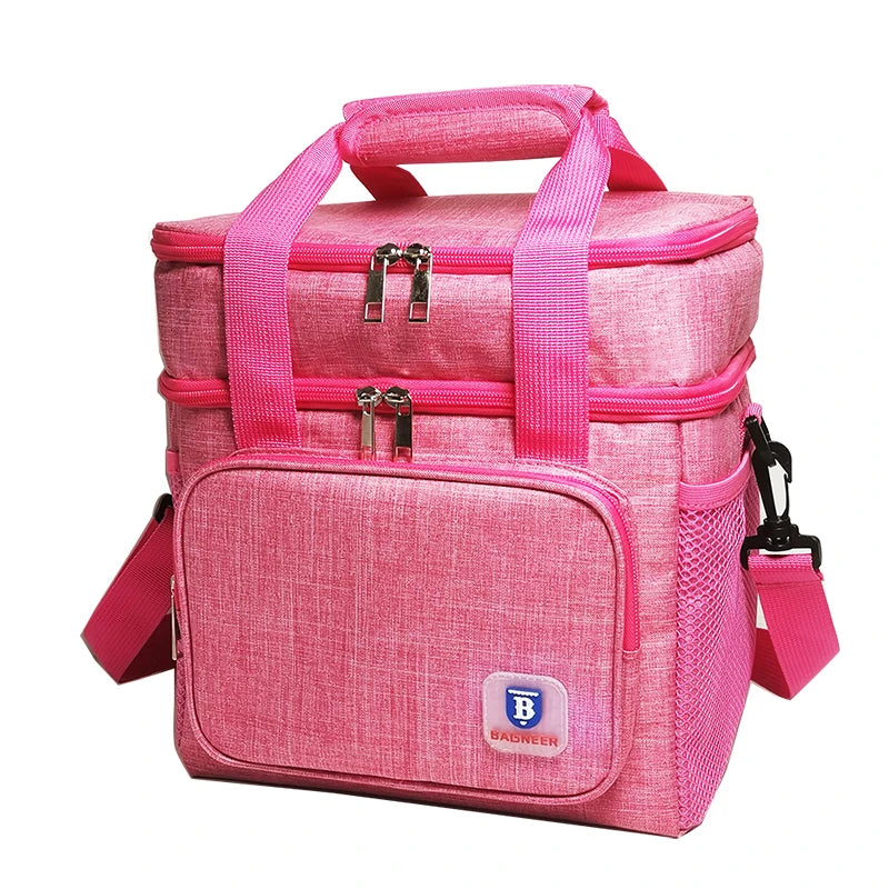 Camping Thermal Lunch Bags Double Layer Insulated Picnic Food Drink Beverage Ice Cooler Bag School Outdoor Travel Storage Bags