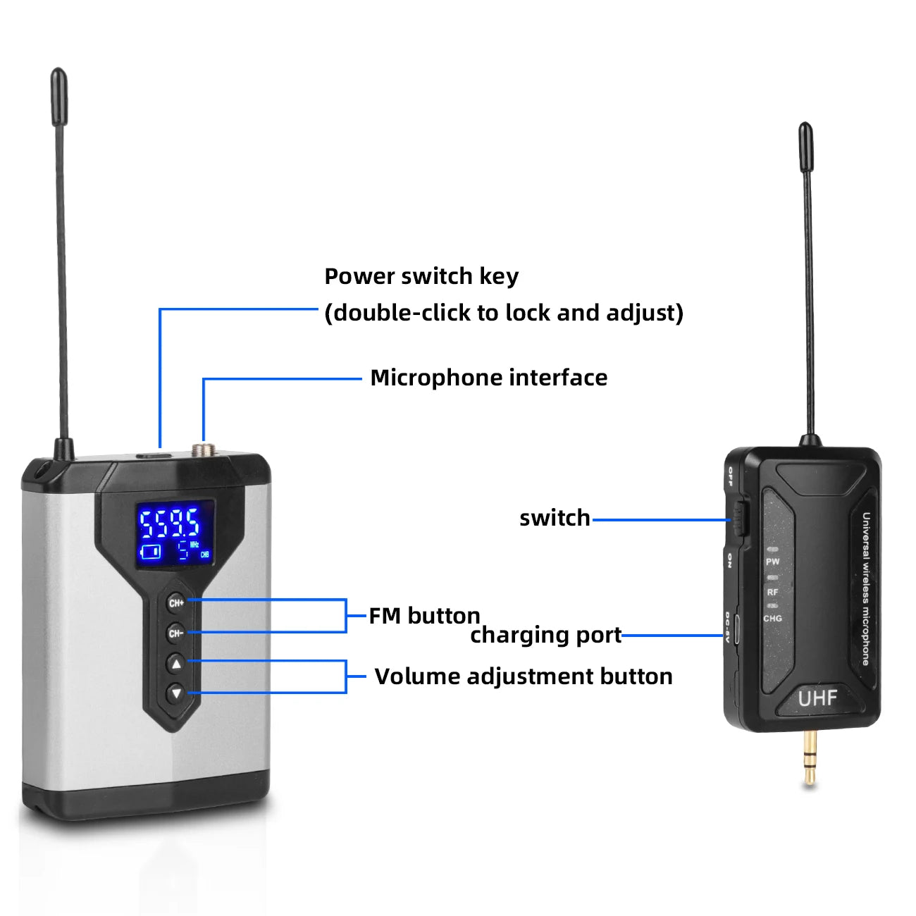 Wireless Lavalier Lapel Microphone System Depusheng Q6/Q7 UHF  Mini Head Wear Mic with Bodypack Transmitter For Teacher Reporter