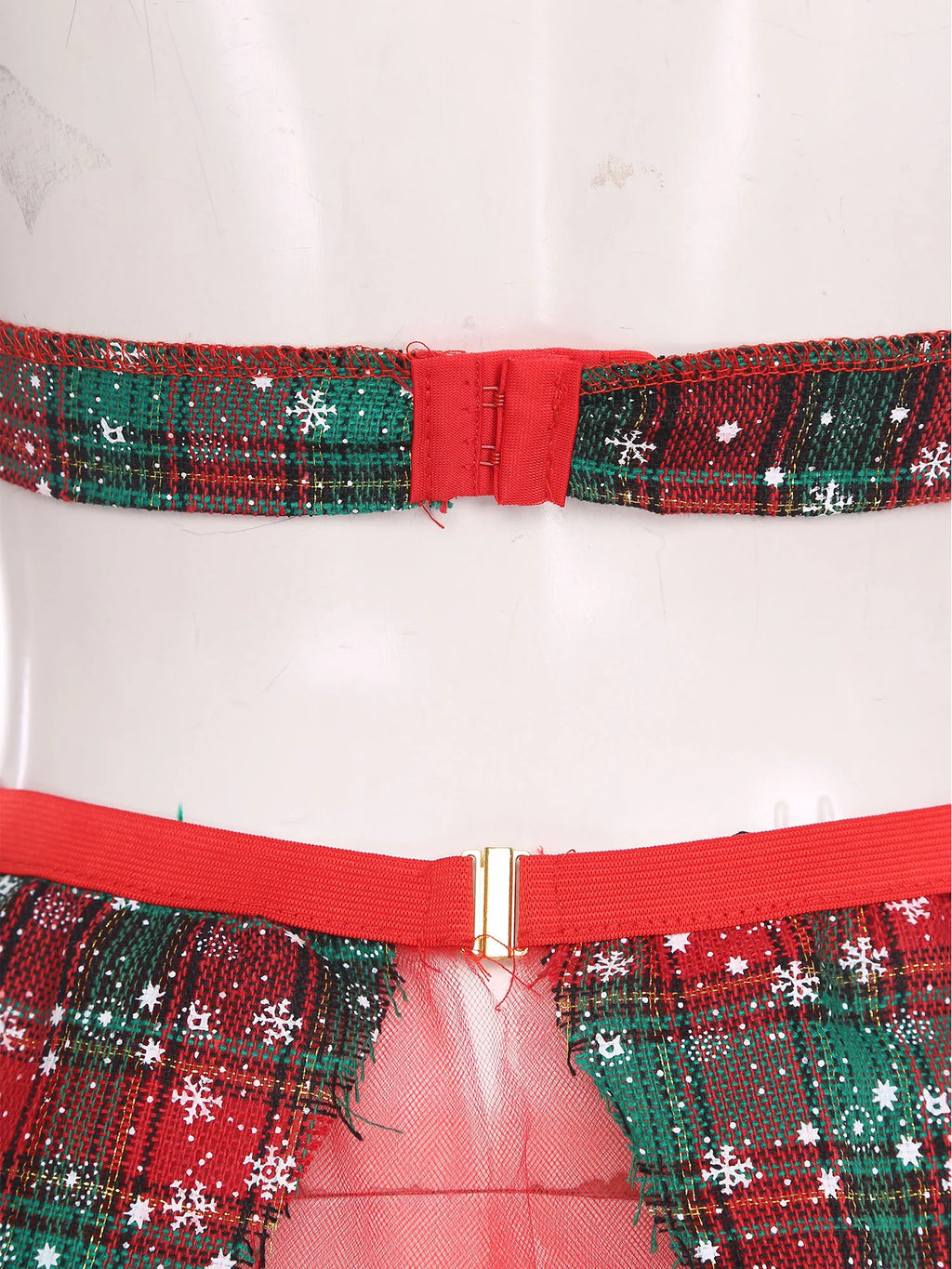 Womens Christmas Xmas Santa Claus Cosplay Lingerie Costume Set Halter Bra Top with Tulle Miniskirt Bowtie and Christmas Hat