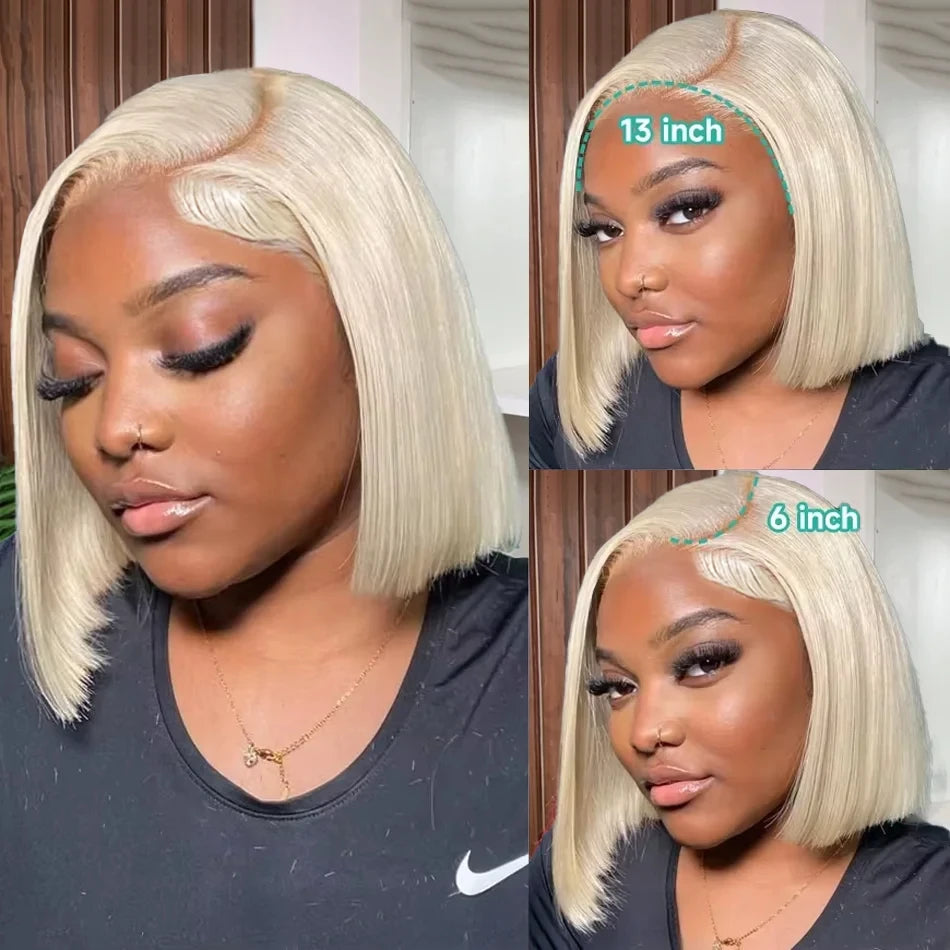 613 Honey Blonde Short Bob 13x6 Lace Front 100% Human Hair Wigs Closure Bone Straight 13x4 HD Lace Frontal Human Hair Wigs