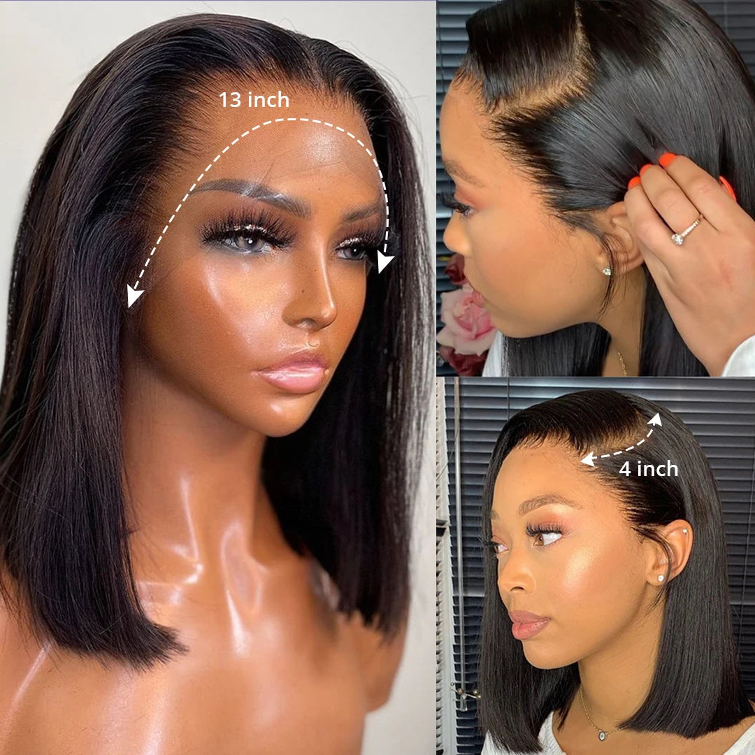 Bone Straight Bob Wig Lace Front Human Hair Wigs Pre Plucked HD Transparent Lace Frontal Wig 13x4 Frontal Wigs Isee Hair 180%