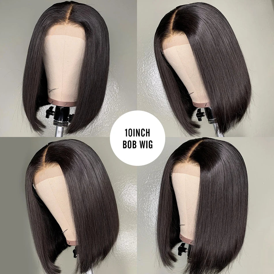 Bone Straight Wear And Go Glueless Bob Wigs For Women Ready To Go Human Hair Wigs 13x4 Lace Frontal Wigs Human Hair Natural 180%