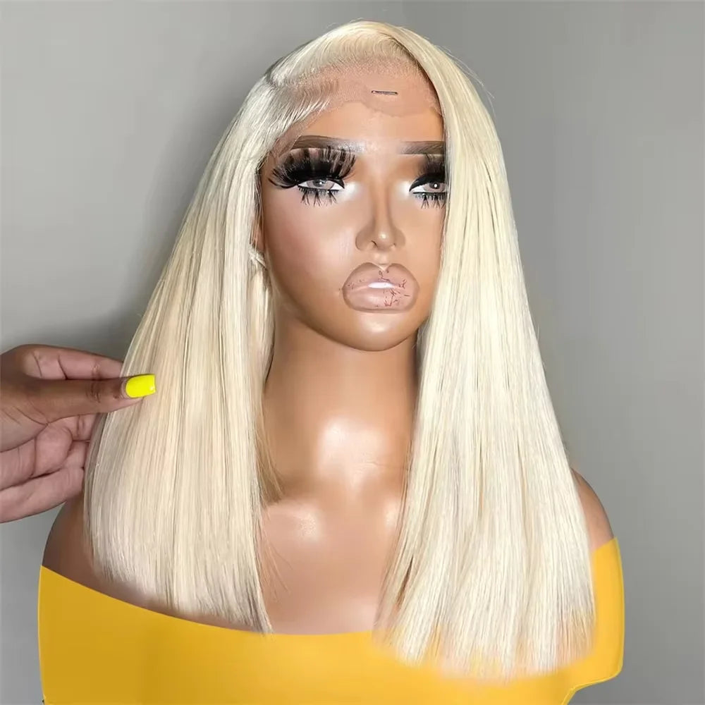 13x4 Blonde Bob Wig Lace Front Human Hair Wigs 613 Bone Straight HD Lace Frontal Wig 200% Honey Blonde Human Hair Short Bob Wigs