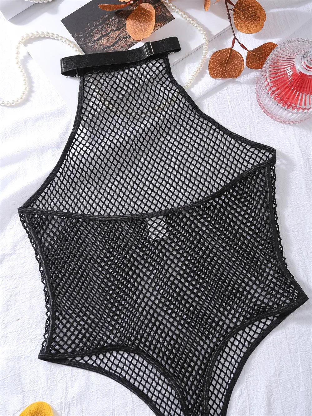 Erotic Bodysuit Fishnet Transparent Mesh Body Sensual See Through Sissy Crotch Open Tops Sexy Lingerie Women One-piece Jumpsuit