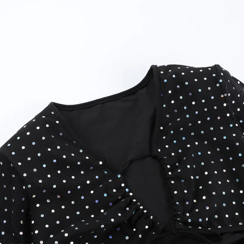 2024 Club Bodycon Clothes Hollow Out Sexy Corset Mini Dress Sexy Dresses For Women Sequined Bodycon Slim Streetwear Party Dress