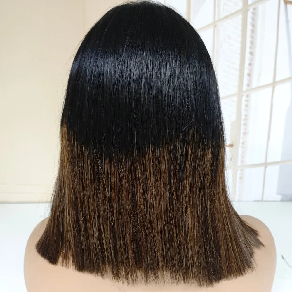 Original Vietnamese Wigs 2x6 5X5 HD Lace Closure Raw Bob Human Hair Wigs Bone Straight Hair Wig 1BT4 Ombre Color For Women