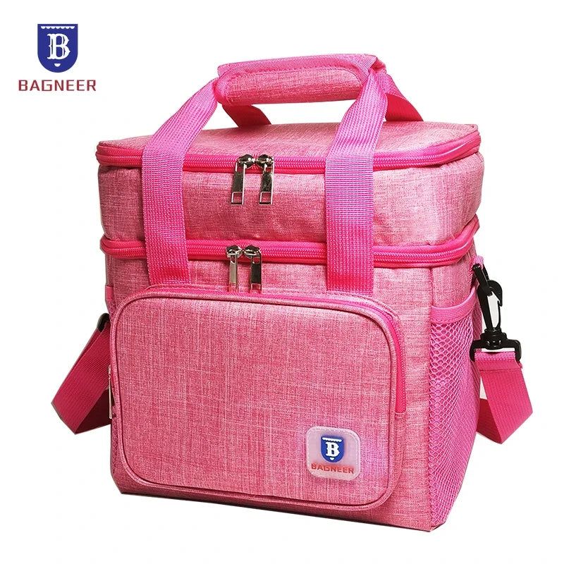 Camping Thermal Lunch Bags Double Layer Insulated Picnic Food Drink Beverage Ice Cooler Bag School Outdoor Travel Storage Bags