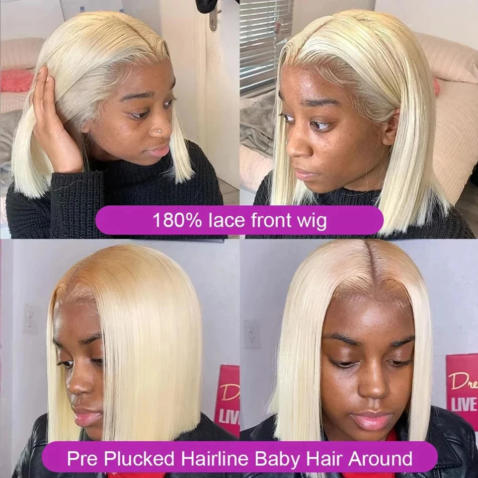 613 Honey Blonde Short Bob 13x6 Lace Front 100% Human Hair Wigs Closure Bone Straight 13x4 HD Lace Frontal Human Hair Wigs