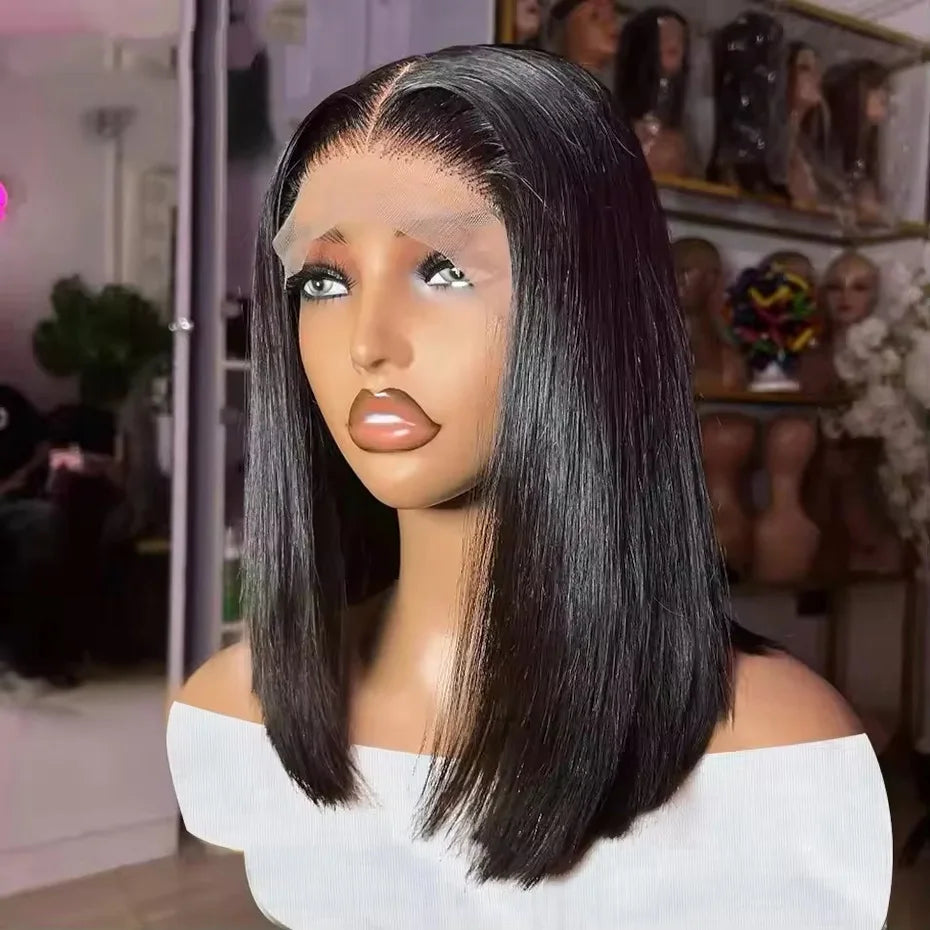 5x5 13x4 13x6 Bone Straight Bob Short Wigs Half Lace Front Wig Human Hair Vietnamese Raw Human Hair Lace Frontal Wig 250 Density