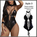 Sexy Women Lingerie Babydoll Underwear PU Leather Dress Erotic Lingerie Sex Costumes Erotic Dress Sex Clothes Dance Clubwear