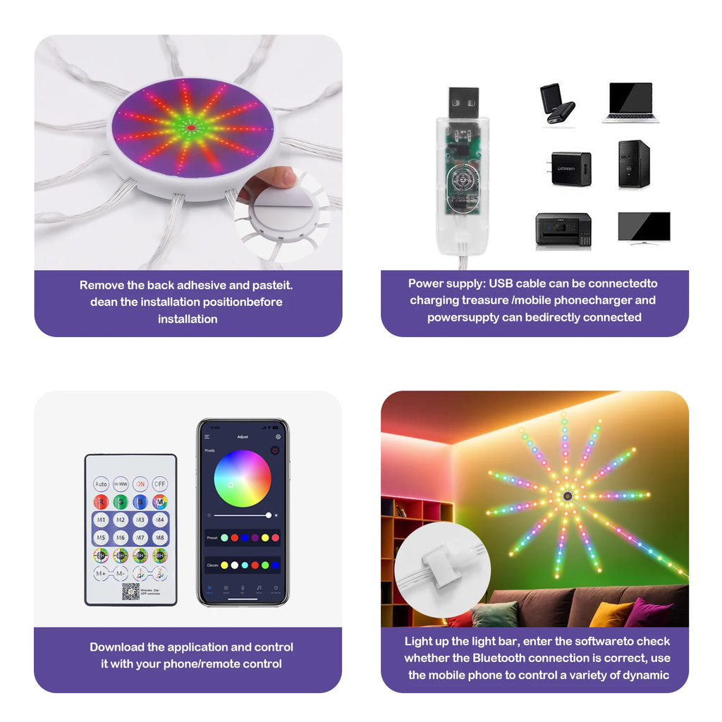 LED Strip Light RGB Bluetooth APP Control Symphony Light Wedding Party Bar Music Control Dream Festoon Lamp