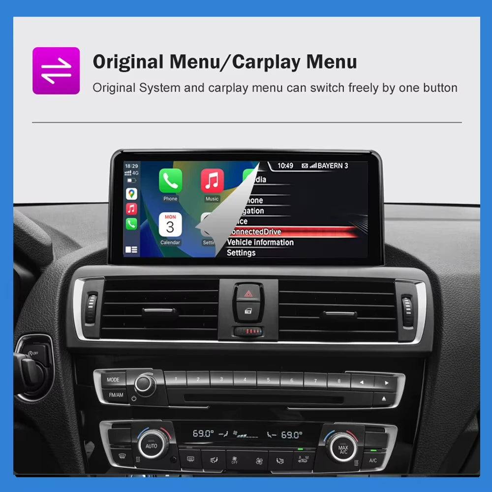 AUTOTOP 10.25”1920*720 Wireless Carplay Android Auto Car multimedia player for F20 F21 F22 F30 F31 F32 F33 F34 F36 NBT 2013-2017