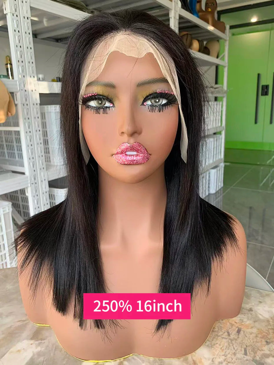 5x5 13x4 13x6 Bone Straight Bob Short Wigs Half Lace Front Wig Human Hair Vietnamese Raw Human Hair Lace Frontal Wig 250 Density