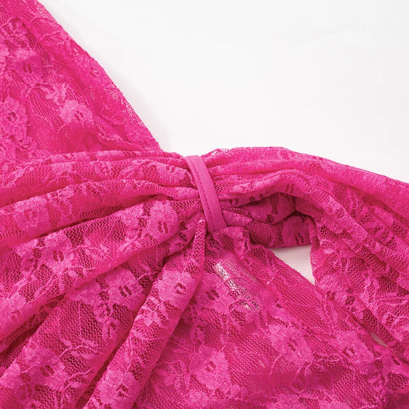 See Through Lace Bodycon Dress For Women Streetwear Long Sleeve Sexi Night Dress Hot Club Outfits Tassels Vestidos De Mujer