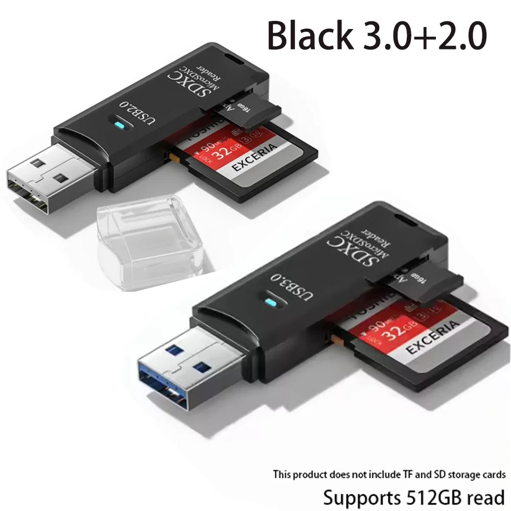 2-in-1 Multi Functional  USB 3.0 Card ReaderMicro SD TFMemoryCardReaderUSBFlashDrive CardreaderAdapter For PCLaptops Accessories