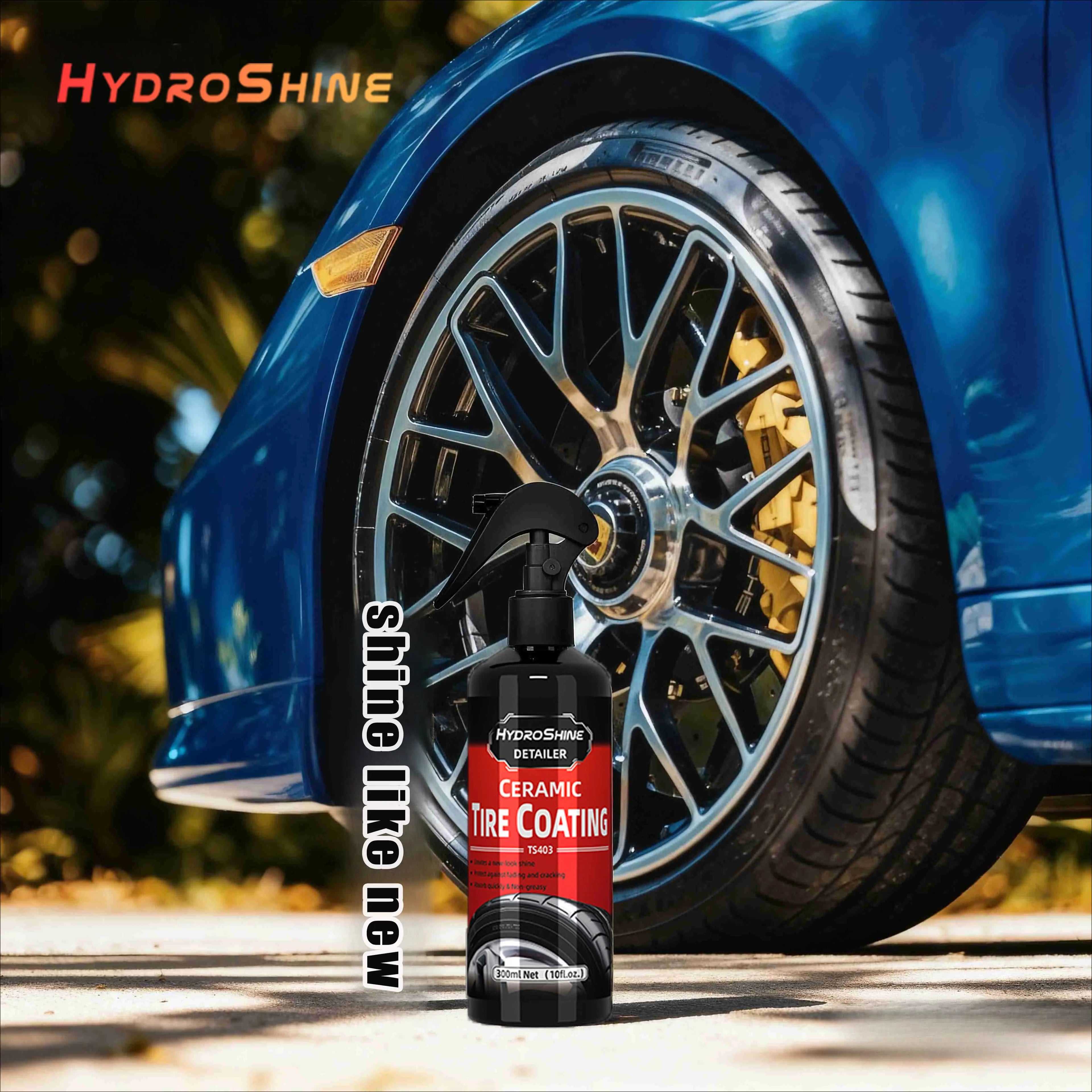 Hydroshine Ceramic Tire Coating Shine Spray Tyre Gloss Plastic Rubber Wheel Restorer  Long Lasting Hydrophobic Cleaner Seal Wax
