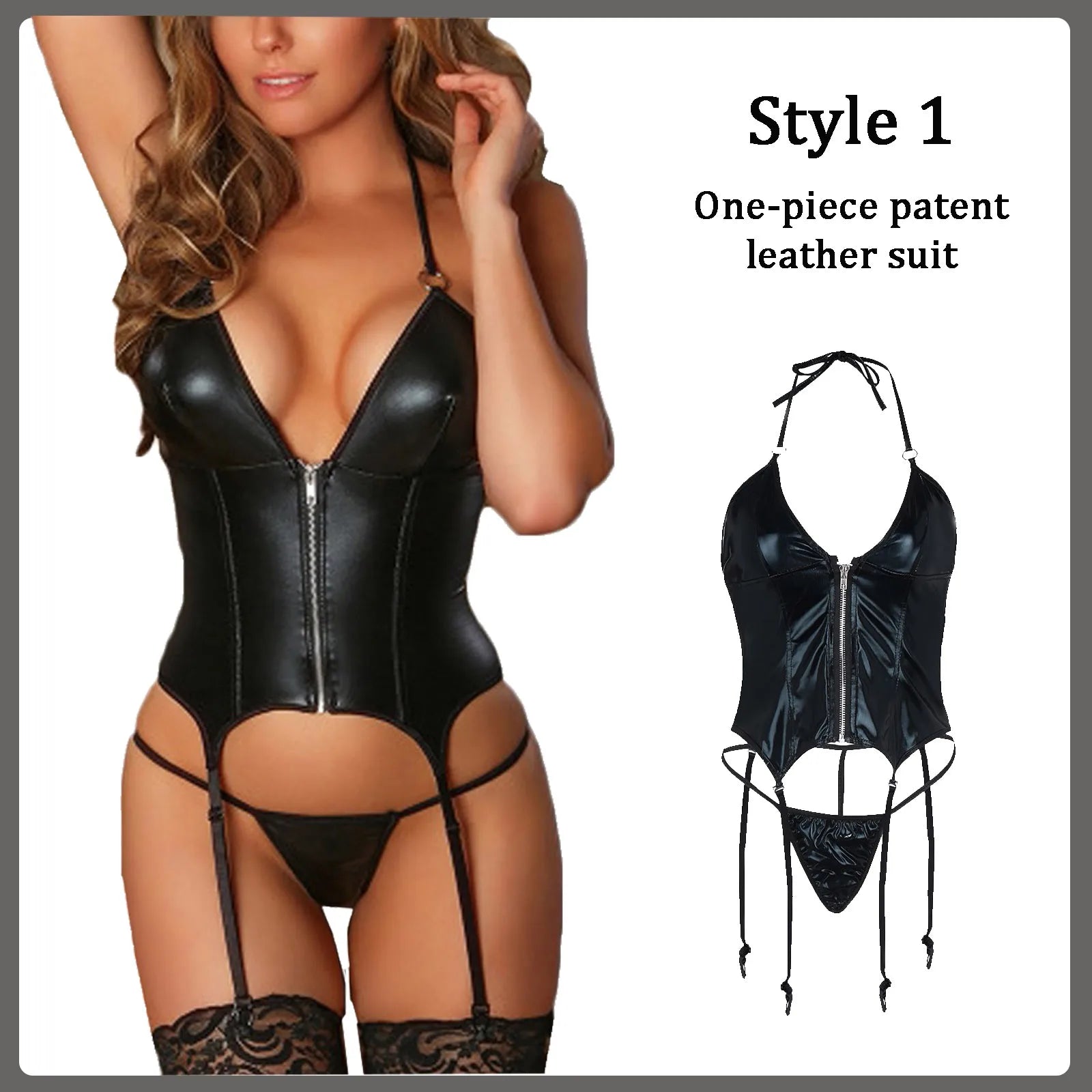 Sexy Women Lingerie Babydoll Underwear PU Leather Dress Erotic Lingerie Sex Costumes Erotic Dress Sex Clothes Dance Clubwear