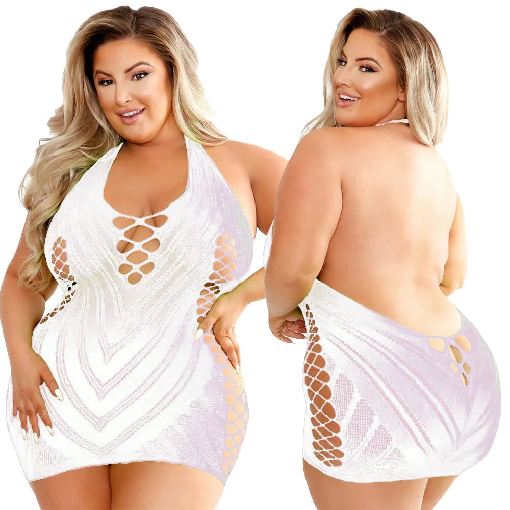 Pornographic Plus Size Sexy Clubwear Dresses Fishnet Bodycon Night Hot Dress Women Underwear Transparent Dress Erotic