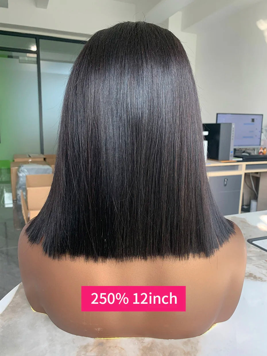 100 Raw Vietnamese Bone Straight 5x5 13x4 13x6 Glueless Wig Human Hair Ready to Wear Transparent Double Drawn Bob Wig Human Hair