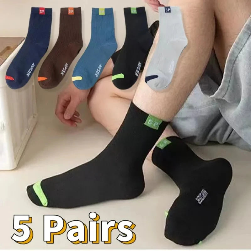 10/5/3pairs Breathable Con Sports Stockings Men Bamboo Fiber Autumn and Winter Men Socks Sweat Absorption Deodorant Business Sox