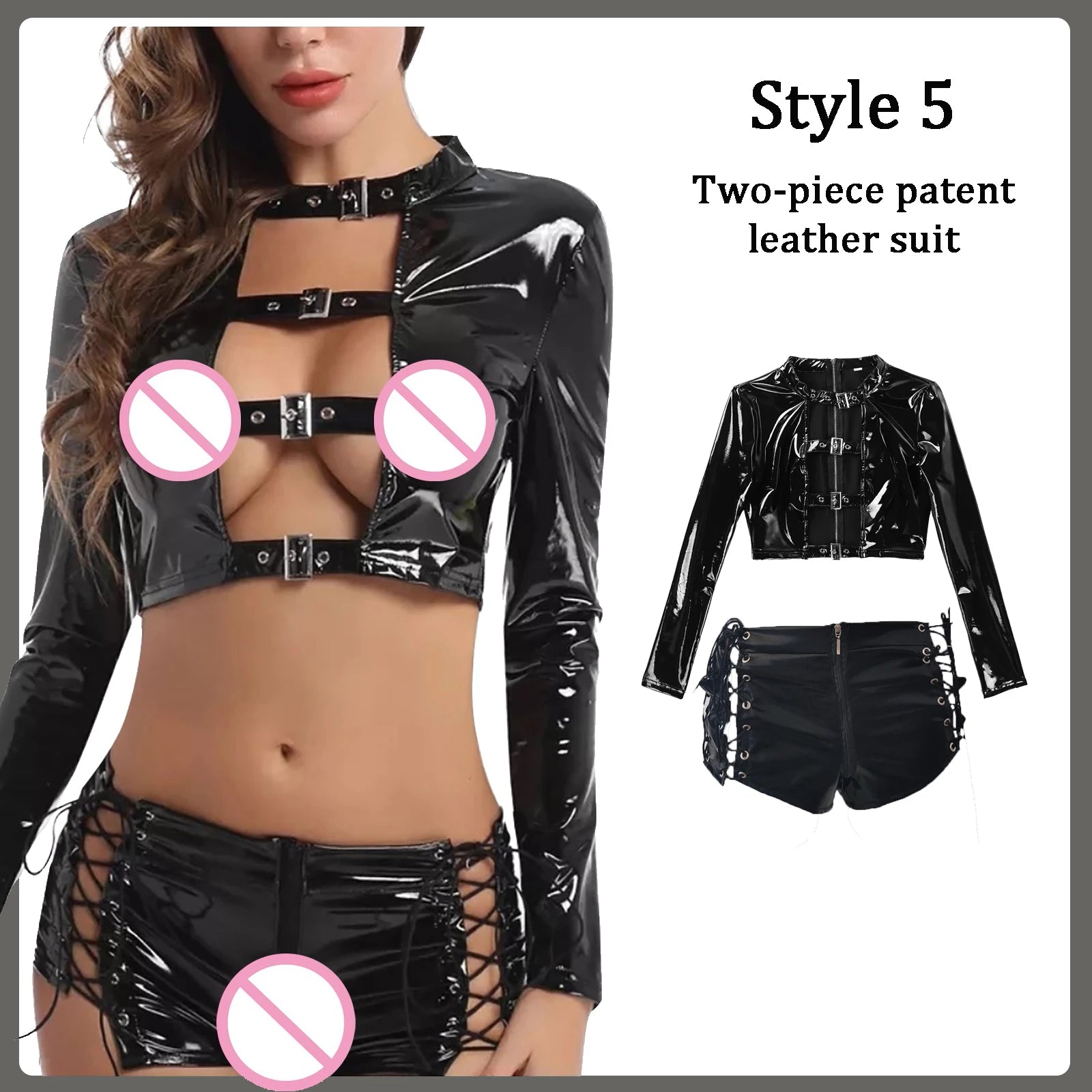 Sexy Women Lingerie Babydoll Underwear PU Leather Dress Erotic Lingerie Sex Costumes Erotic Dress Sex Clothes Dance Clubwear