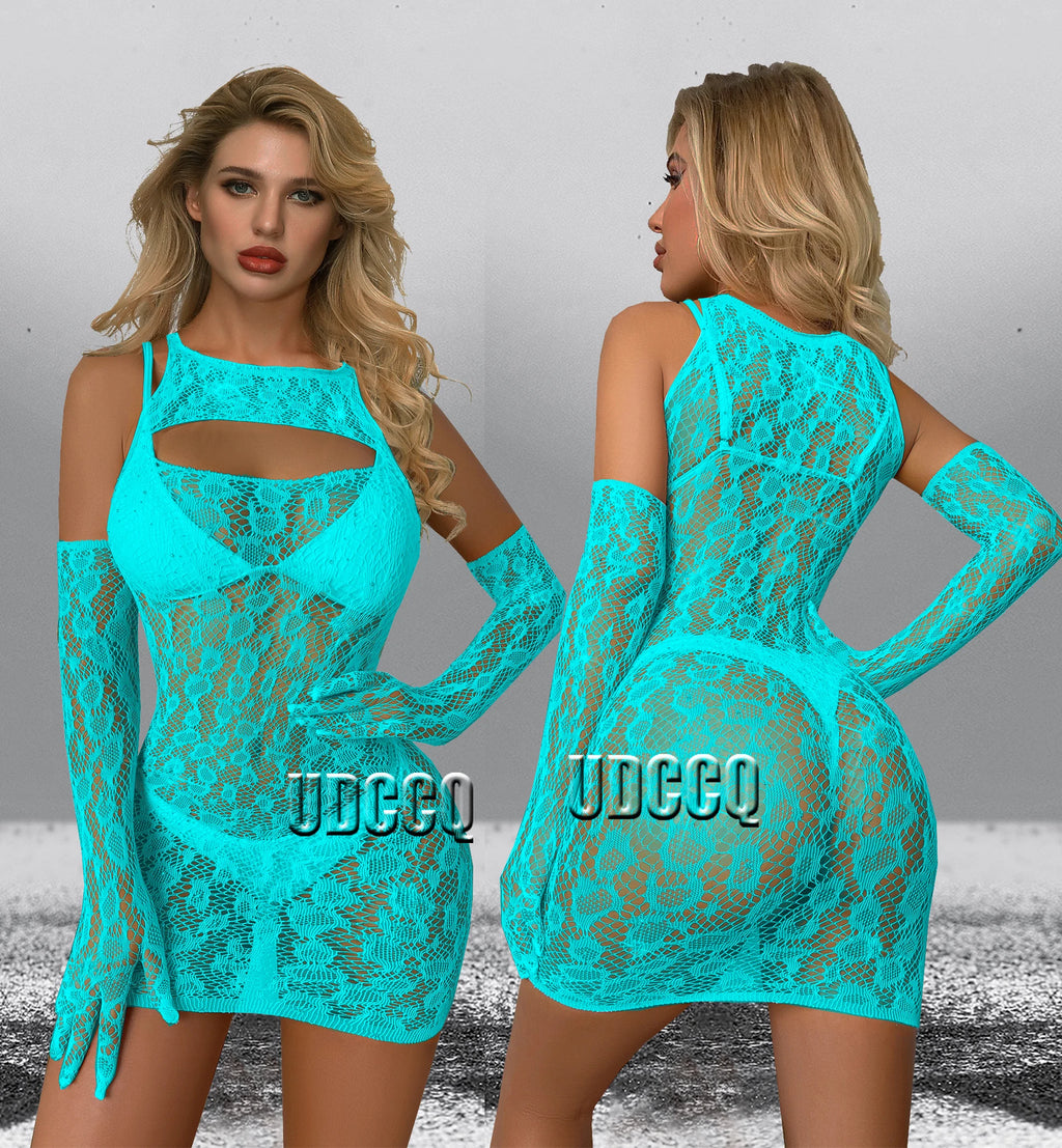 Sexy lingerie sexy bodycon vestido fishnet clubwear perspectiva natal dia dos namorados lingerie feminina vestidos Lake Blue