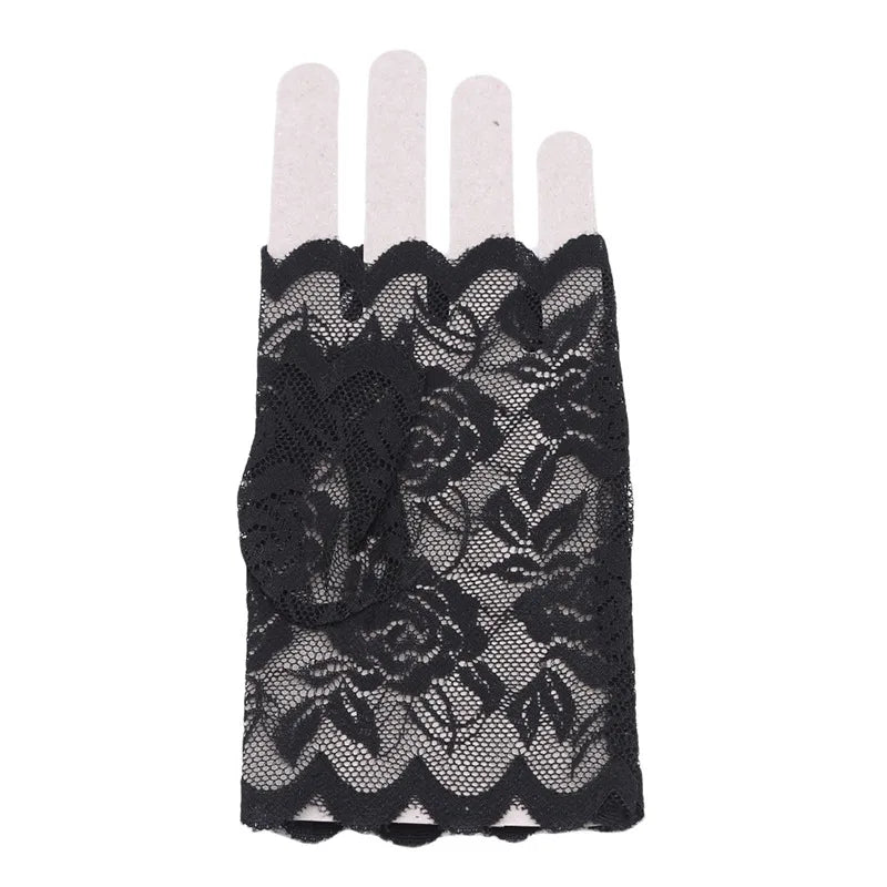 Sexy Bridal Lace Fingerless Gloves For Women Party Dressy Gloves Sunscreen Gloves Girls Mittens Black White Pink Gloves