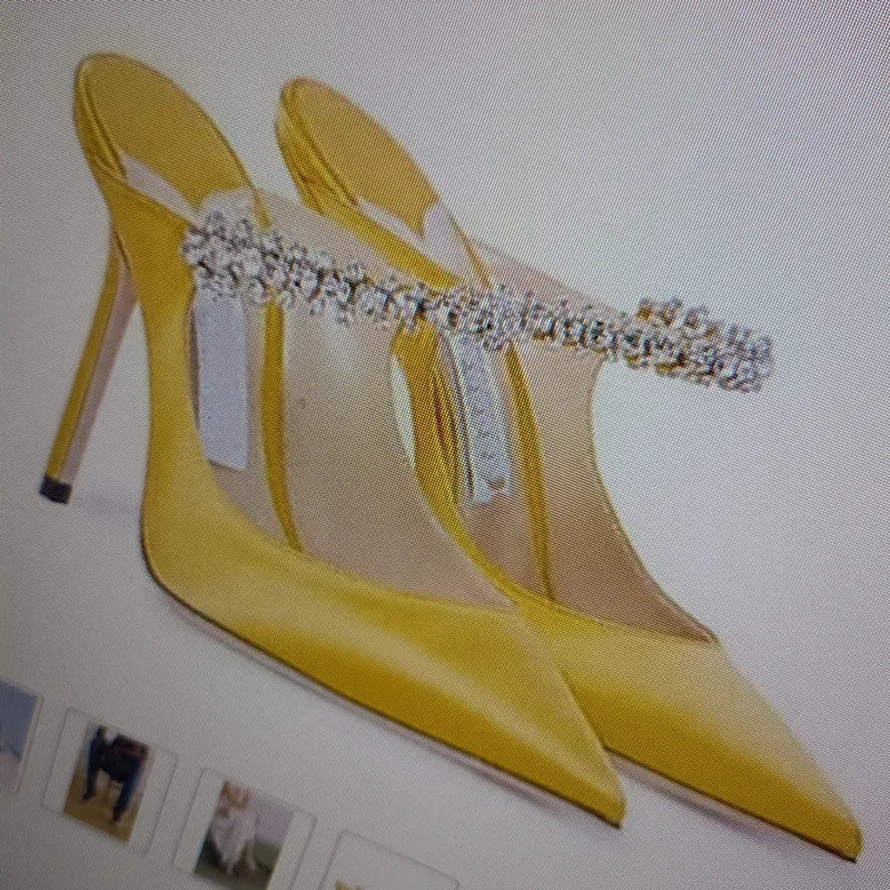 2025 new high heels patent leather pointed rhinestone fashion shoes